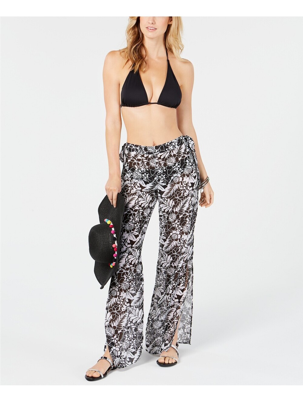 Miken Womens Side Slit Chiffon Cover Up Pants Size XS